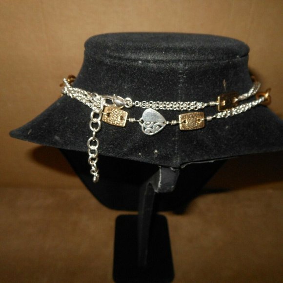 Silver Plated Etched Heart War Necklace 40 inches - Picture 2 of 3